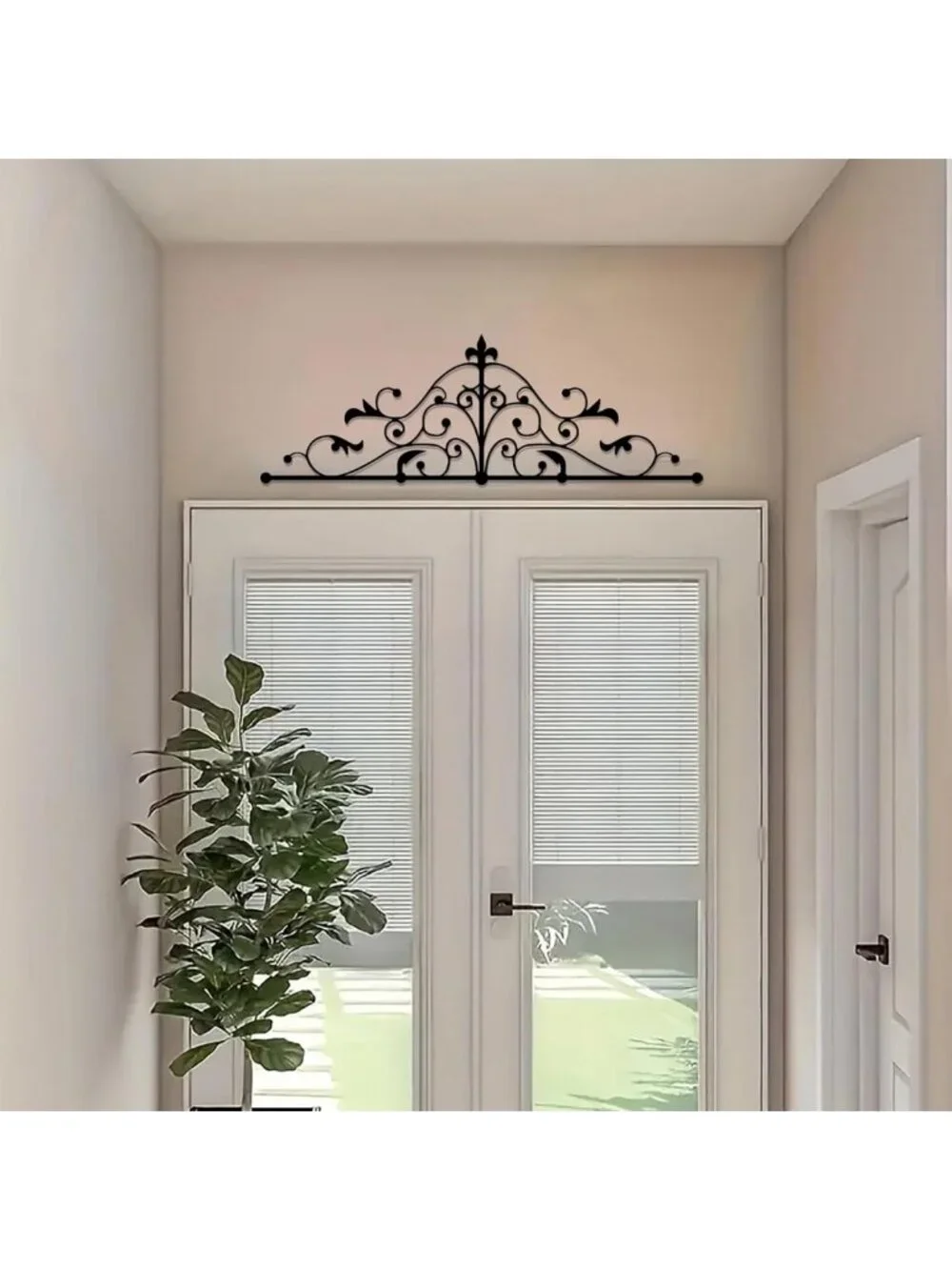 Metal Scroll Wall Decor - Arched Vine Art Hanging Sign for Home Office & Living